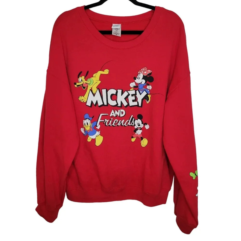 DISNEY Mickey And Friends Red Graphic Sweatshirt Women's Size XXL 2X 19